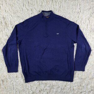 Vineyard Vines Navy Blue Quarter Zip Mens Sweater XXL